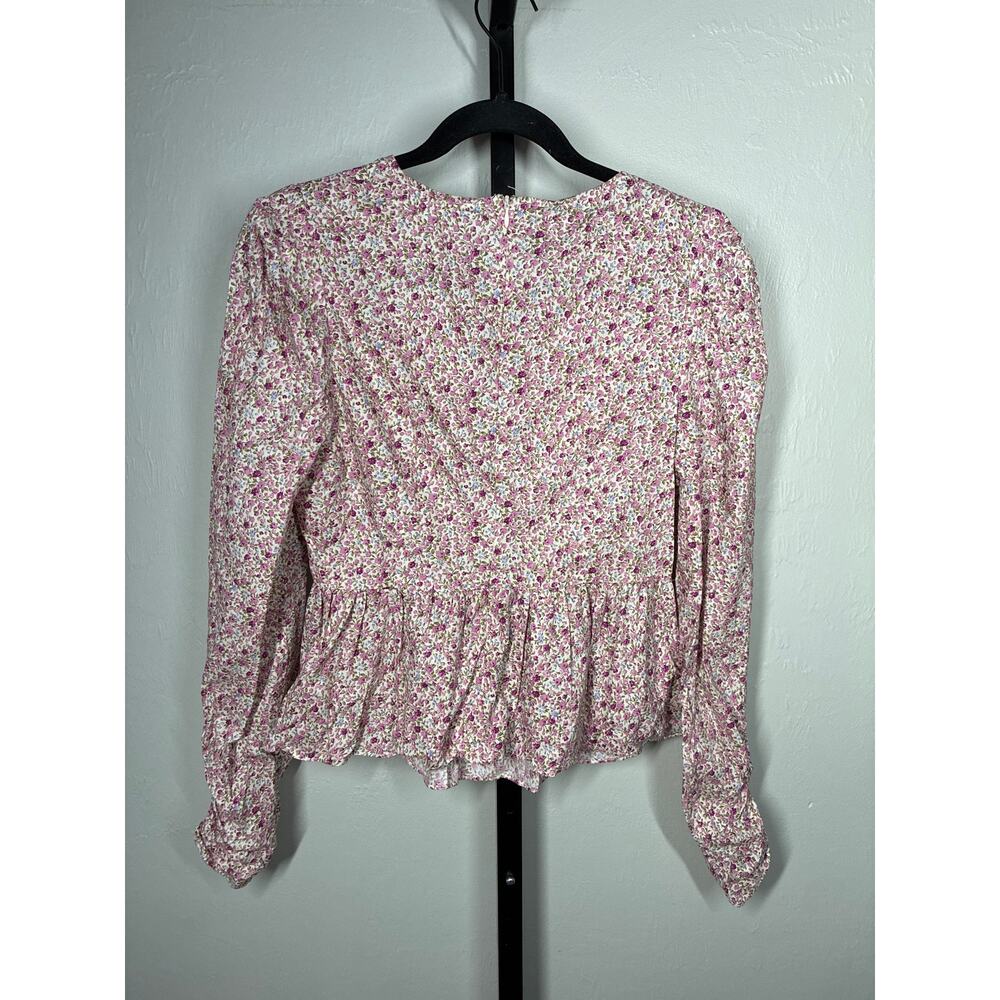 Hyacinth House Peplum Blouse Womens Small Pink Floral Ditsy Mia Top Tuckernuck - Picture 5 of 8